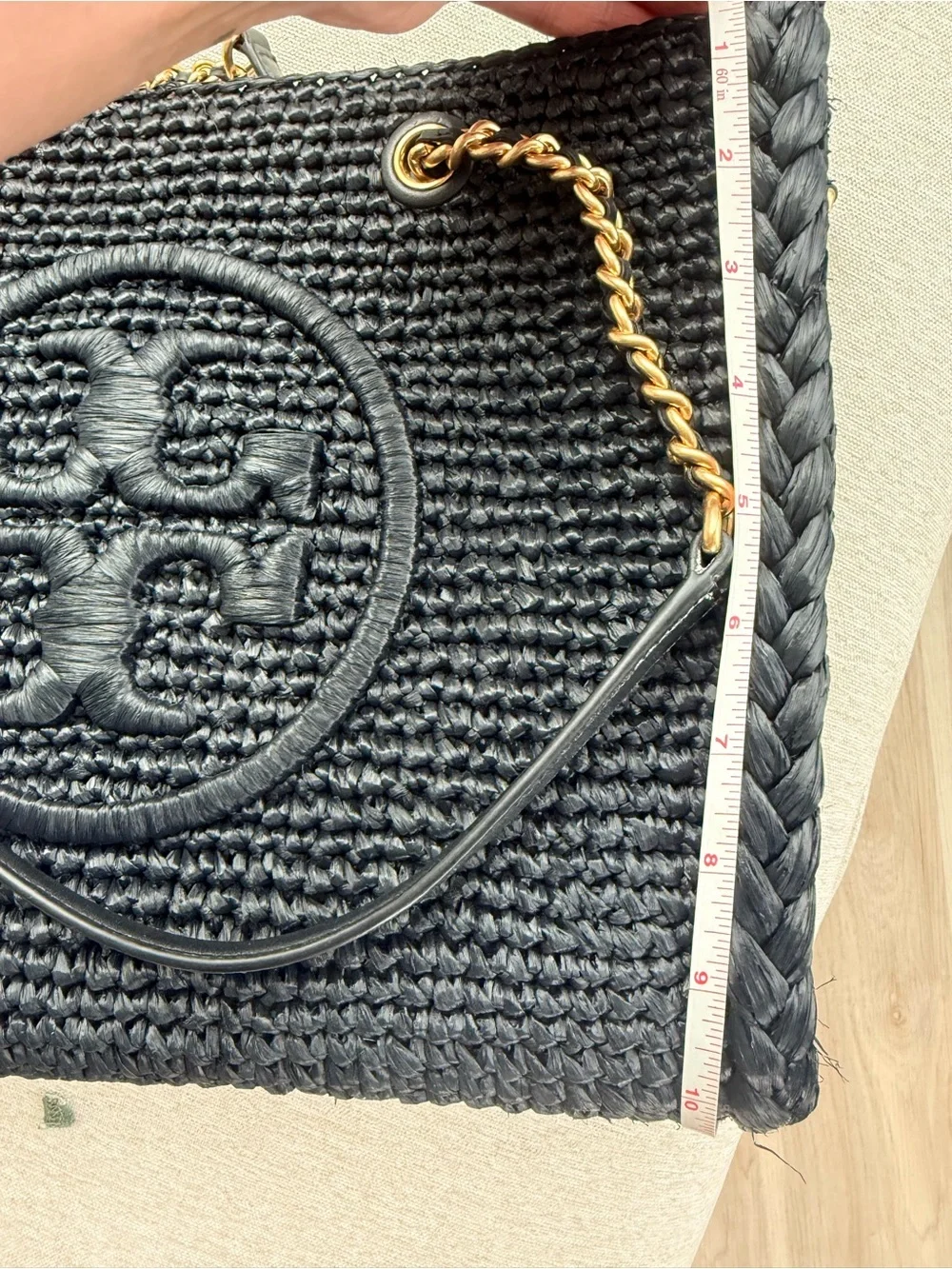 Tory Burch black raffia handbag